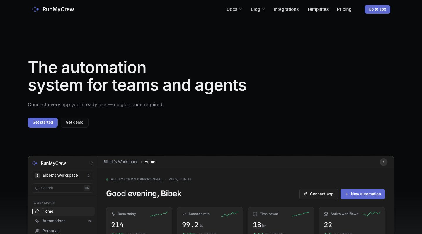 RunMyCrew home page